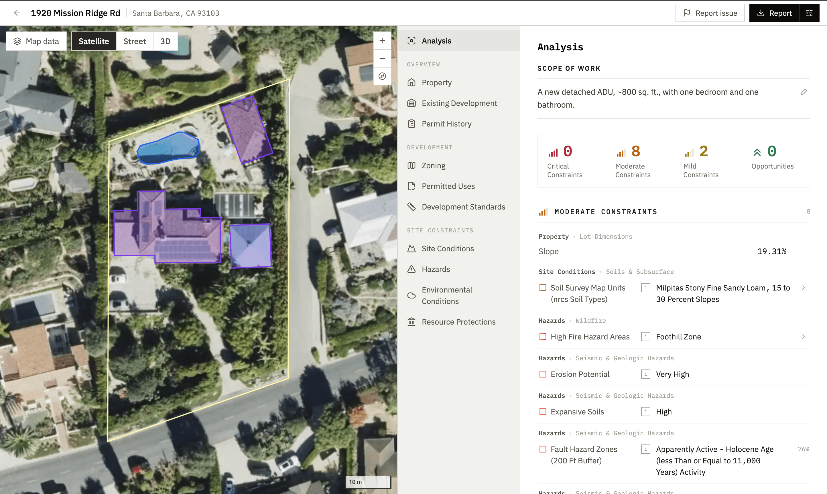 Property boundaries and site constraints
